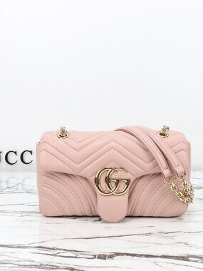 Gucci GG Marmont shoulder bag in pink beige leather